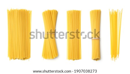 Similar – Image, Stock Photo Uncooked spaghetti noodles, flat lay