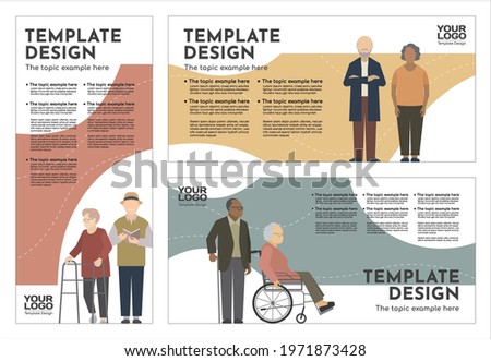 Group of Senior people in different nationality template design, Senior citizens icons. Vector illustration of flat design characters. Design for website, app, banner, poster