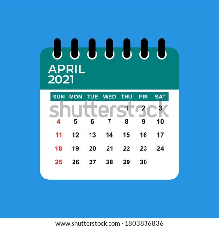 April 2021 Calendar. April 2021 Calendar vector illustration. Wall Desk Calendar Vector Template, Simple Minimal Design. Wall Calendar Template For April 2021.