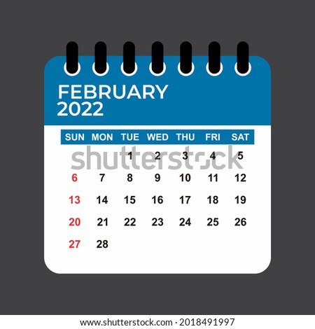 february 2022 Calendar. february 2022 Calendar vector illustration. Wall Desk Calendar Vector Template, Simple Minimal Design. Wall Calendar Template For february 2022.
