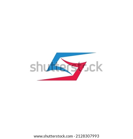 letter sj simple colorful curves geometric logo vector