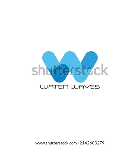 letter w gradient 3d curves water waves symbol vector