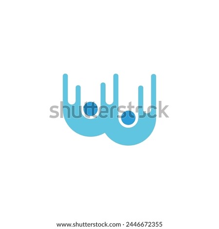 letter w water ice blue motion logo vector 