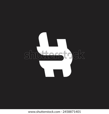 letter hb sillhouette simple geometric logo vector 