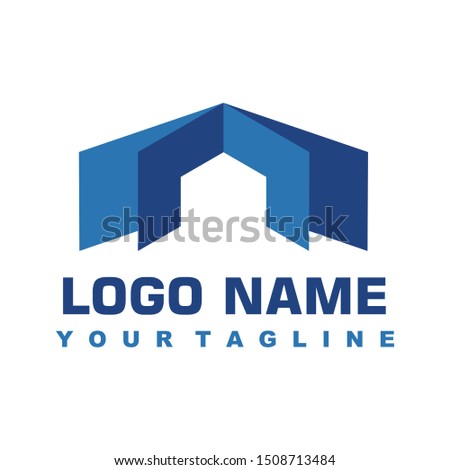 minimalist 3D blue logo vector design