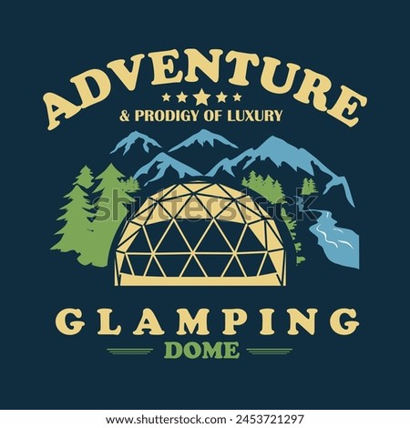 Glamping Dome Adventure and Prodigy Luxury colored vector illustration