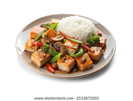 Similar – Image, Stock Photo Delicious vegetarian dish with assorted vegetables and mushrooms