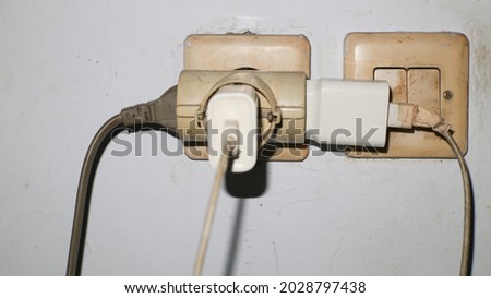 Similar – Image, Stock Photo Illustration, 3 prongs American energy plug, in sky, clouds, internet of things