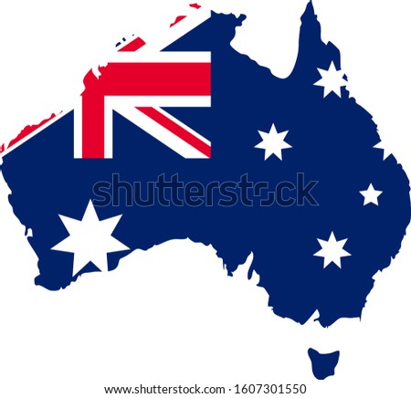Map of Australia in the colors of the national flag. Vector Illustration