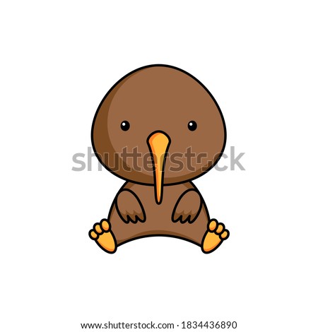 Cute business kiwi icon on white background. Mascot cartoon animal character design of album, scrapbook, greeting card, invitation, flyer, sticker, card. Flat vector stock illustration.