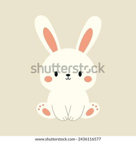 Cute boho little Easter bunny. Cartoon rabbit character for kids cards, baby shower, invitation, poster. Vector stock illustration