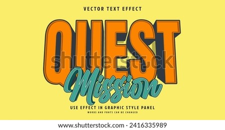 Editable text style effect - Quest Mission text style theme. for your project