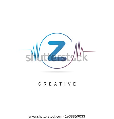 wave music logo design with letter z, vector illustration concept