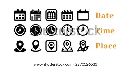 Date, Time, Address or Place Icons Symbol