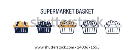 supermarket basket icon in different style vector illustration. two colored and black supermarket basket vector icons designed in filled, outline, line and stroke style can be used for web, mobile