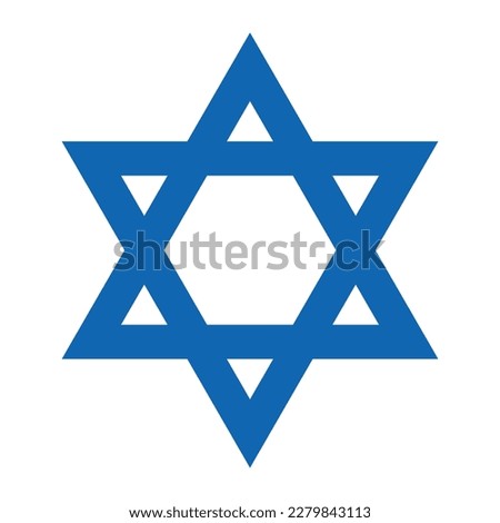 Star of David - Jewish star shape symbol, vector illustration of hexagram isolated on white background