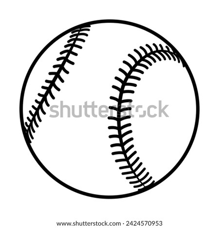 baseball ball - black and white vector silhouette symbol illustration, isolated on white background