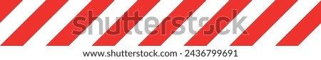 Barricade tape caution warning stripes - red and white diagonal striped tape, vector repeatable seamless illustration