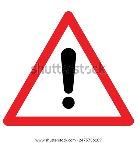 Other danger ahead sign, exclamation mark in white and red triangle symbol, isolated on white background