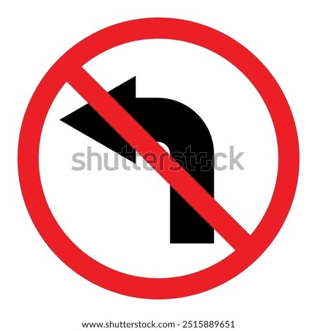 No left turn sign symbol, prohibitory traffic sign, red crossed out circle symbol with arrow pointing to the left silhouette