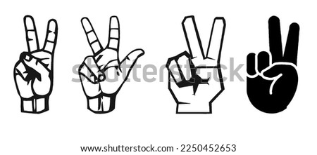 Peace gesture. The hand shows two fingers raised up.
