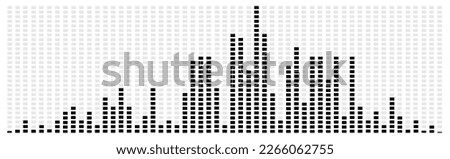 Equalizer, Music, Sound wave. Silhouette of graphic electronic equalizer.