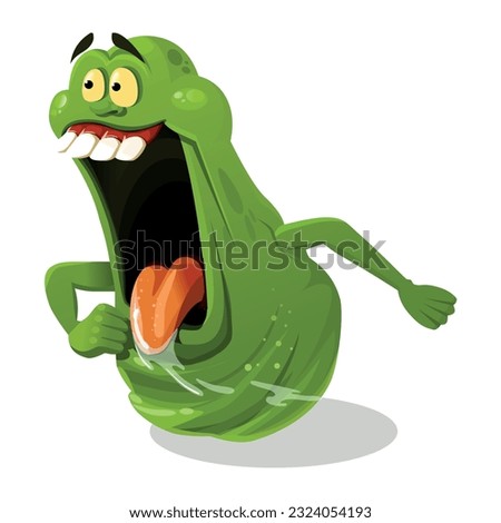 Illustration of a green ghost. Green Slime