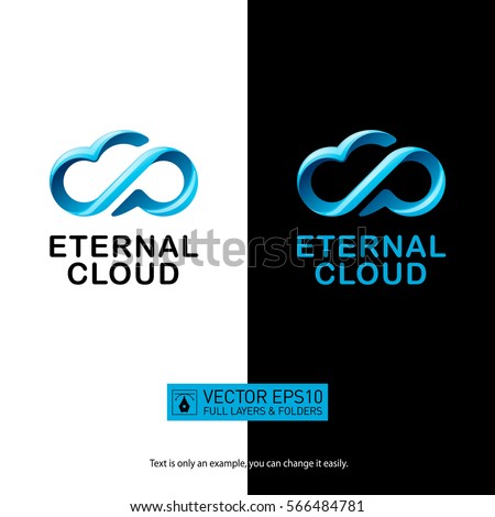 Creative eternity cloud logo with speech balloon for your corporate designs. Modern isolated vector icon.