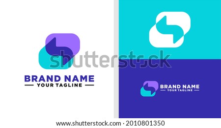 LETTER S AND BUBBLE CHAT LOGO MODERN NEGATIVE SPACE EDITABLE