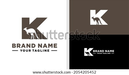 LETTER K LOGO KANGOROO NEGATIVE SPACE EDITABLE