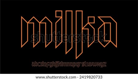 MIKA FONT VECTOR DISPLAY LINE OUTLINE CYBER SHARP