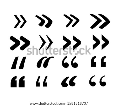 quotation mark black flat icon vector set. comma mark. text in quote marks