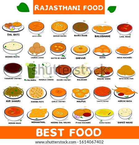 Rajasthan Food or Rajasthani food Vector