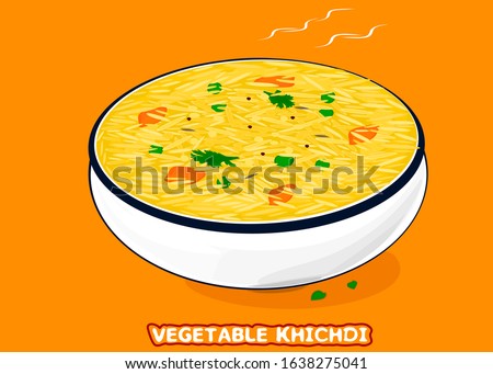 Vegetable Khichdi Indian traditional Food Vector