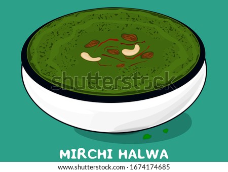 Mirchi ka halwa indian Sweet food Vector