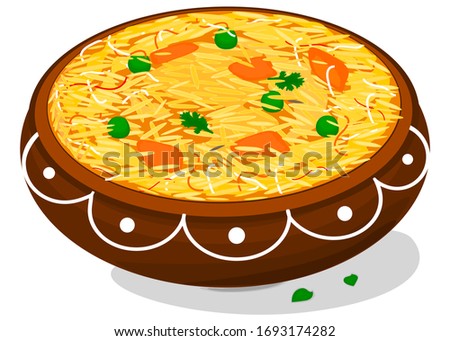Vegetable Khichdi Indian traditional Food Vector