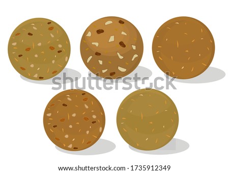 Methi,Fenugreek,sonth laddu Indian Sweets or Mithai Food Vector