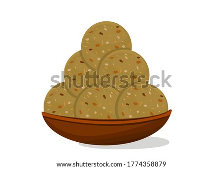 Methi,Fenugreek,sonth laddu Indian Sweets or Mithai Food Vector