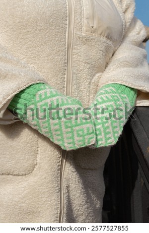 Similar – Image, Stock Photo Rustic dressed woman with grey wool jacket and blue scarf with fringes in autumn in front of a farm in Rudersau near Rottenbuch in the district Weilheim-Schongau in Upper Bavaria