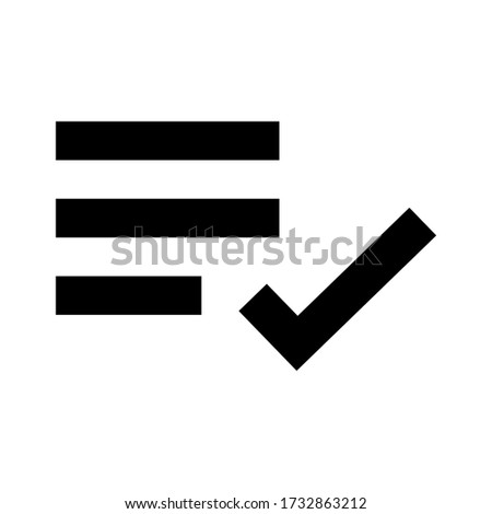 Playlist add check icon vector flat style isolated on white background.