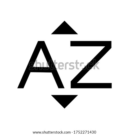 Sort by alpha icon. Symbol sort alpha vector icon isolated on white background.