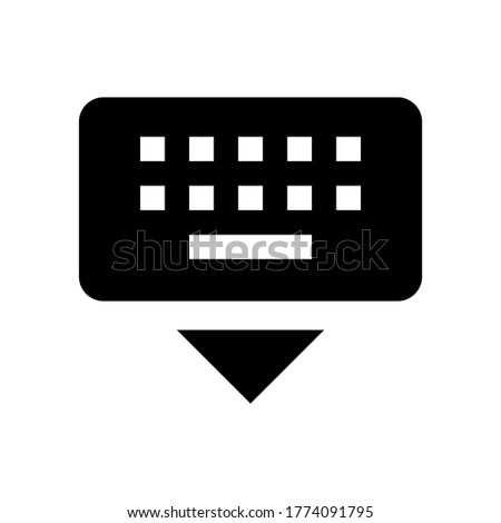 Hide keyboard icon vector isolated on white background.