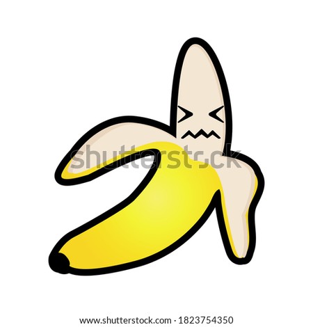 Banana mascot persevering face illustration design.