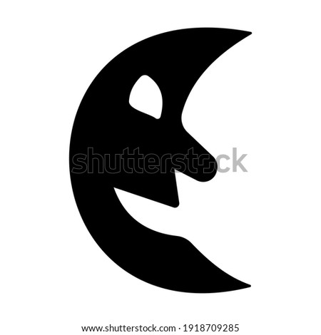 Quarter moon face icon isolated vector illustration. High quality black style vector icons