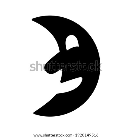 First quarter moon with face icon isolated on white background