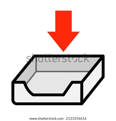 Inbox tray icon flat isolated on white background