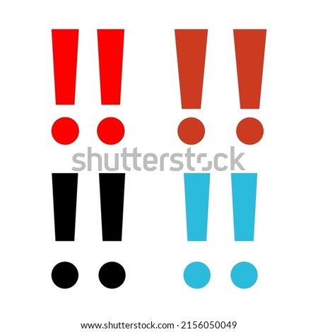 Double exclamation icon vector collection. Exclamation symbol set
