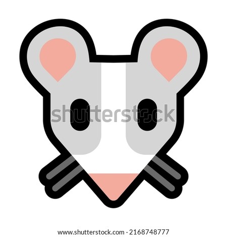 Mouse face emoji icon isolated on white background. Animal mouse face symbol