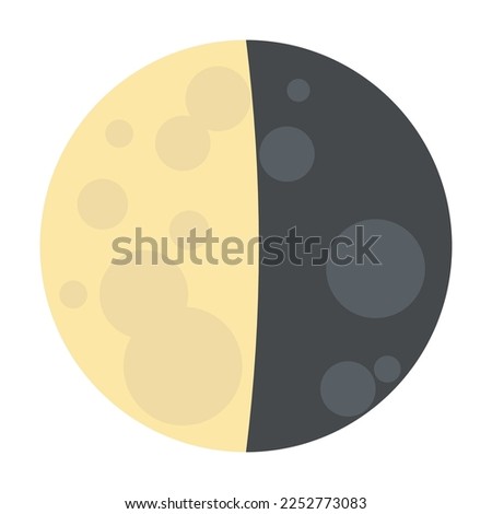 Last quarter moon vector flat icon. Isolated last quarter moon emoji illustration