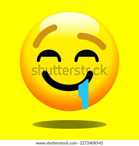 3D Emoji Drooling Face Isolated Vector Illustration On White Background. Icon Emoticon 